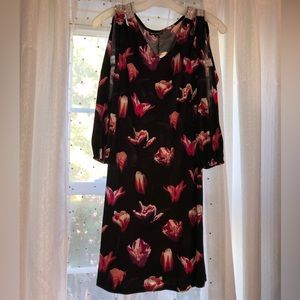 black and pink lily dress